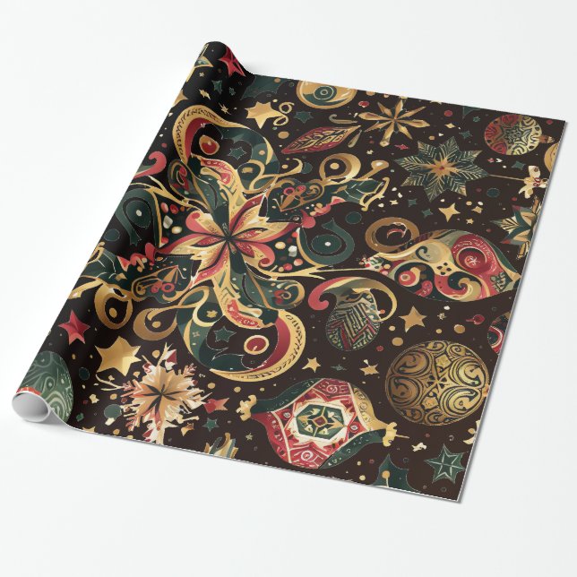 Papel De Presente Dazzling Christmas Motifs 2 option (Desenrolado)