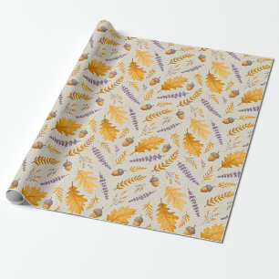 Papel de Presente de Ação de Graças com Bolota e L