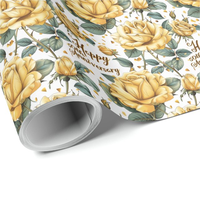 Papel de Presente de Aniversário de 50 Anos com Ro (Ponta do rolo)