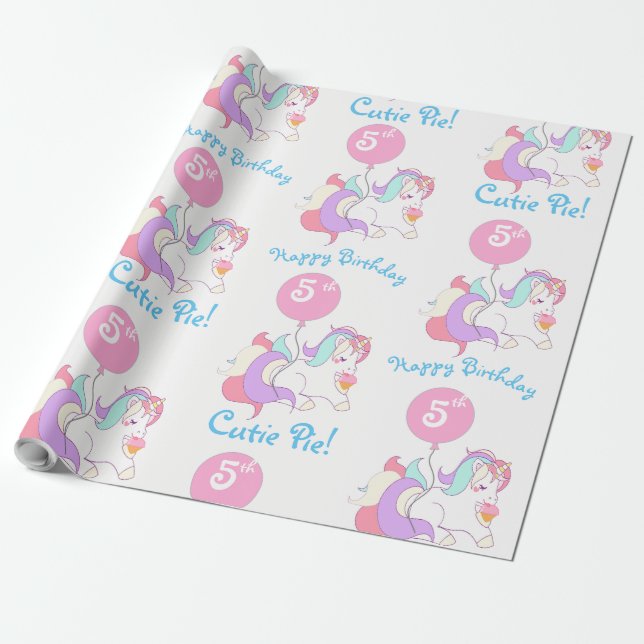 Papel de Presente de Aniversário Personalizado com (Desenrolado)