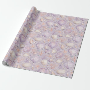 Papel de Presente de Aquarela de Concha de Lavanda
