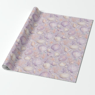 Papel de Presente de Aquarela de Concha de Lavanda