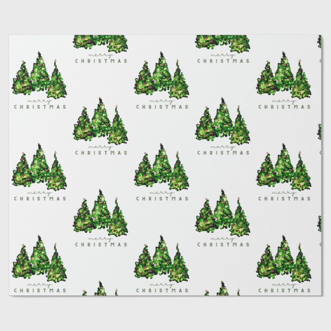 Papel de Presente de Árvore de Natal com Design de (Aberto)