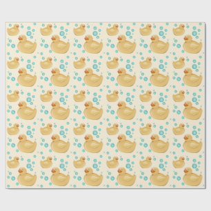Papel de Presente de Bebê com Padrão de Patinho de