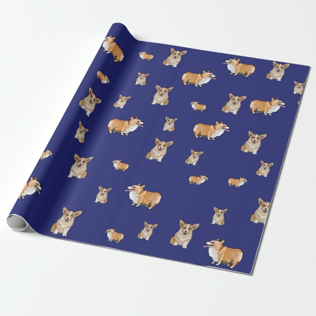 Papel de Presente de Cachorro Corgi (Desenrolado)