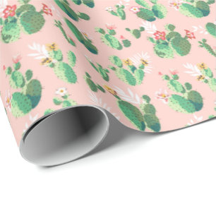 Papel de Presente de Cacto Rosa e Turquesa do Sudo