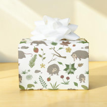 Papel de Presente de Casa de Campo Leve com Gambá 