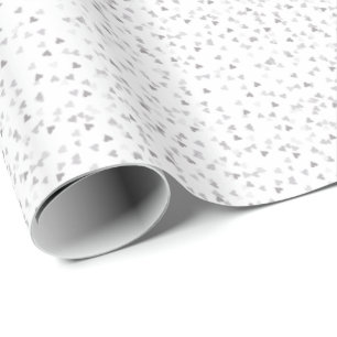 Papel de Presente de Confetes de Corações de Prata