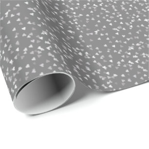 Papel de Presente de Confetes de Corações de Prata