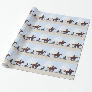 Papel de Presente de Cowboy com Arame Farpado