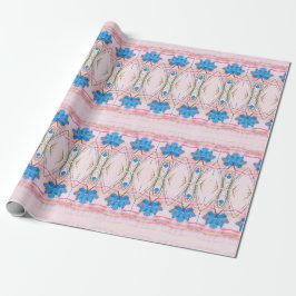 Papel de Presente de Designer Floral Rosa e Azul A