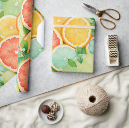Papel de Presente de Fatia de Citrino Vibrante em 