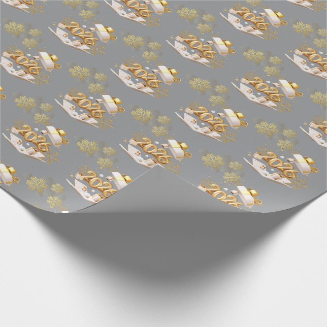 Papel de Presente de Férias em Ouro Moderno (Ponta)