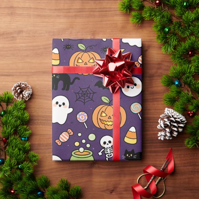 Papel de Presente de Festa Assustador Fofo, Hallow (Presente de Natal)