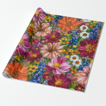 Papel de Presente de Flores Silvestres Pintadas à 