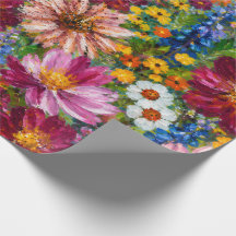 Papel de Presente de Flores Silvestres Pintadas à
