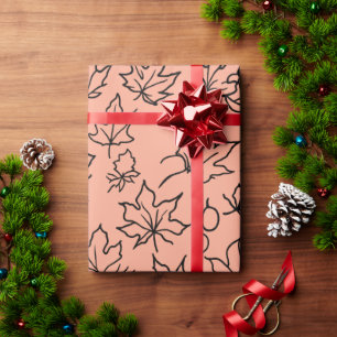 Papel de Presente de Folha de Bordo Chic com Cor P