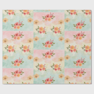 Papel de Presente de Grade Floral de Aquarela da P