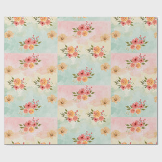 Papel de Presente de Grade Floral de Aquarela da P