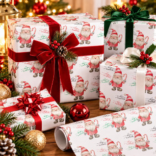 Papel de Presente de Natal Água-Forte Papai Noel