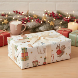 Papel de Presente de Natal Amigos Festivos Encanta