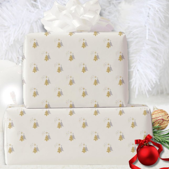 Papel de Presente de Natal Árvore de Natal em Ouro (Criador carregado)