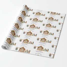 Papel de Presente de Natal Cena de Natividade Famí