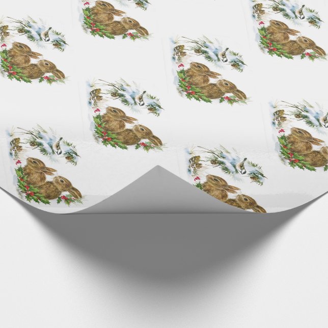 Papel de Presente de Natal/Coelhos e Pássaros (Ponta)