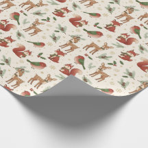 Papel de Presente de Natal com Animais da Floresta