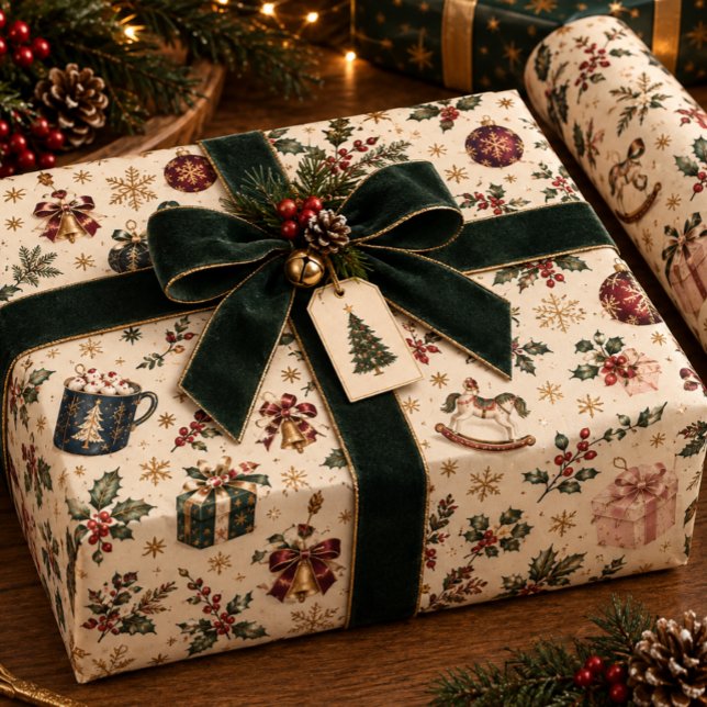 Papel de Presente de Natal com Aquarela de Luxo (Criador carregado)