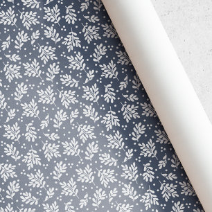 Papel de Presente de Natal com Folhagem Azul e Bra