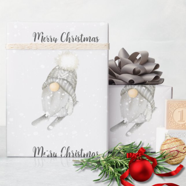 Papel de Presente de Natal com Gnomo na Neve (Criador carregado)