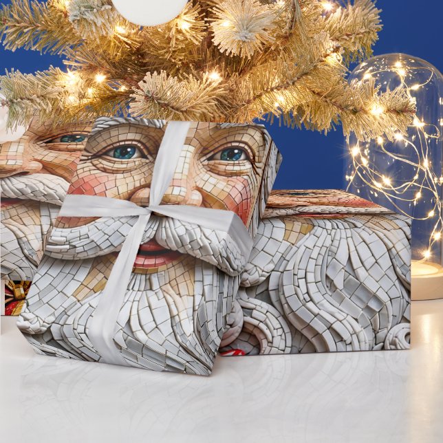Papel de Presente de Natal com Mosaico 3D Festivo  (Feriados)
