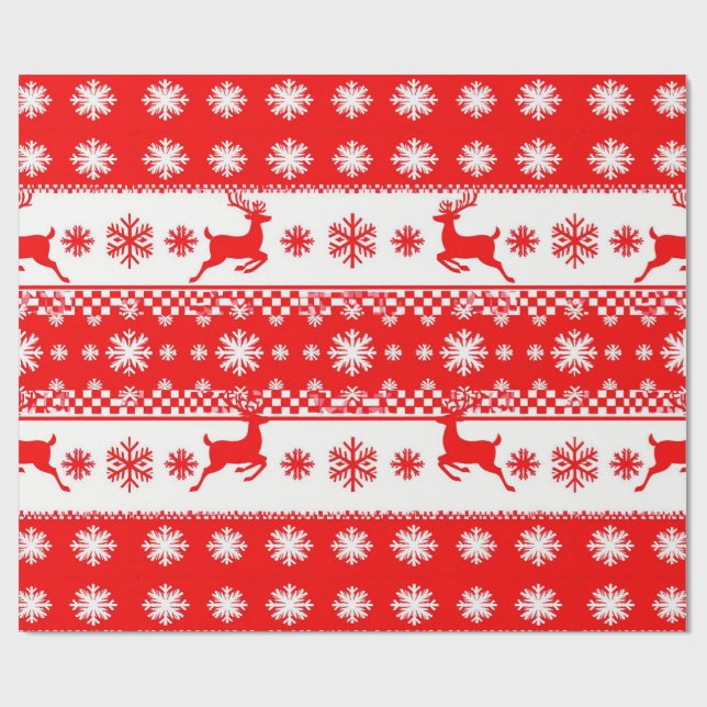 Papel de Presente de Natal com Rena e Floco de Nev (Aberto)