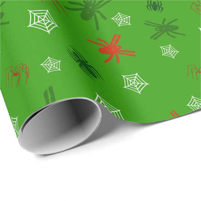 Papel de Presente de Natal com Tema de Aranha (Ponta do rolo)