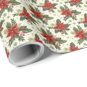 Papel de Presente de Natal Country Poinsettia Fest