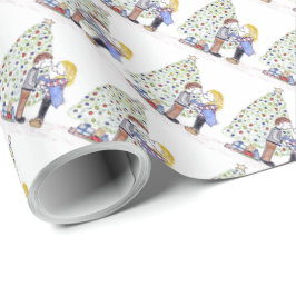 Papel de presente de Natal da família de Pessoas d