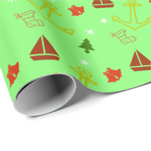 Papel de Presente de Natal de Barco à Vela Náutico
