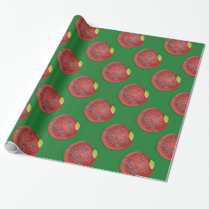Papel de Presente de Natal de Maçã Vermelha e Verd