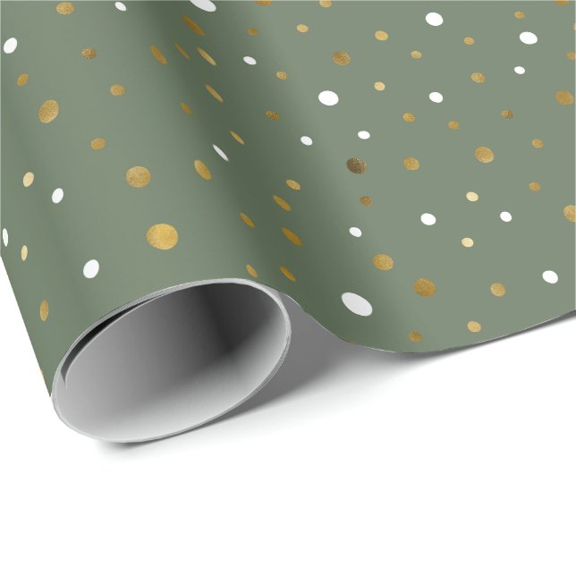 Papel de Presente de Natal Faux com Pontos de Folh (Ponta do rolo)