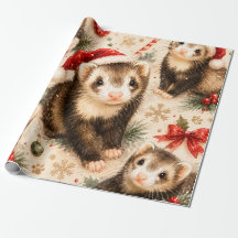 Papel de Presente de Natal Ferret Caprichoso