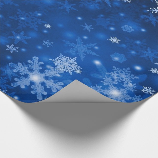 Papel de Presente de Natal/Flocos de Neve Azuis (Ponta)