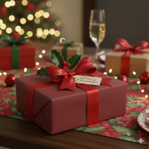 Papel de Presente de Natal Magia Vermelha Festiva 
