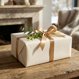 Papel de Presente de Natal Minimalista Marfim