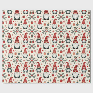 Papel de Presente de Natal Moderno com Gnomo Bonit