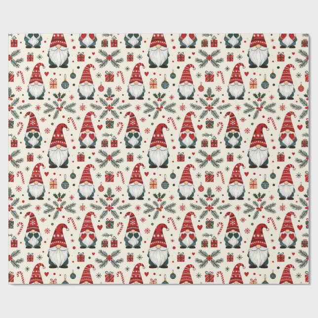 Papel de Presente de Natal Moderno com Gnomo Bonit (Aberto)