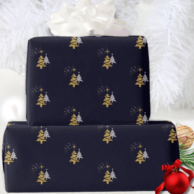 Papel de Presente de Natal Moderno com Marinha e Á (Criador carregado)