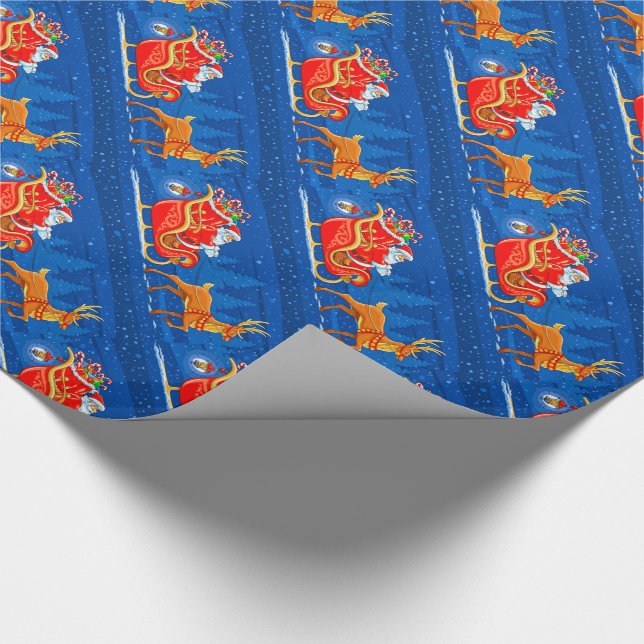 Papel de Presente de Natal/Papai Noel e Trenó (Ponta)