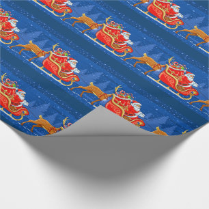 Papel de Presente de Natal/ Papai Noel e Trenó