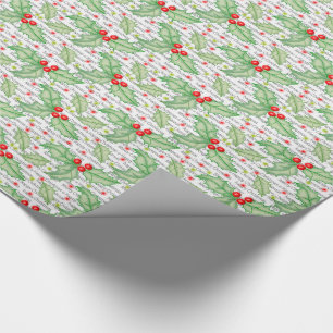 Papel de Presente de Natal/Pointsettas Sem Emenda
